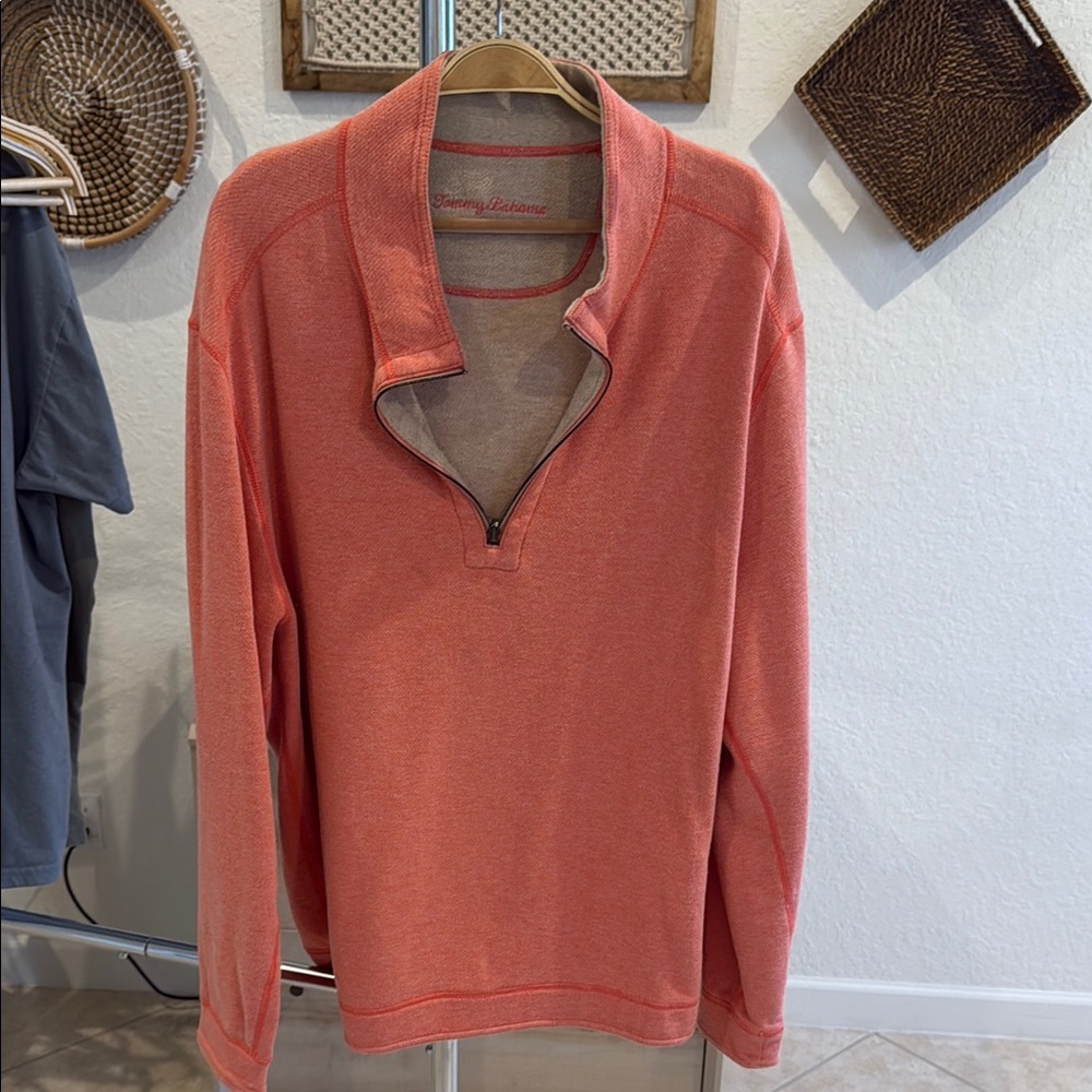 Tommy Bahama Orange Zip Up Sweater